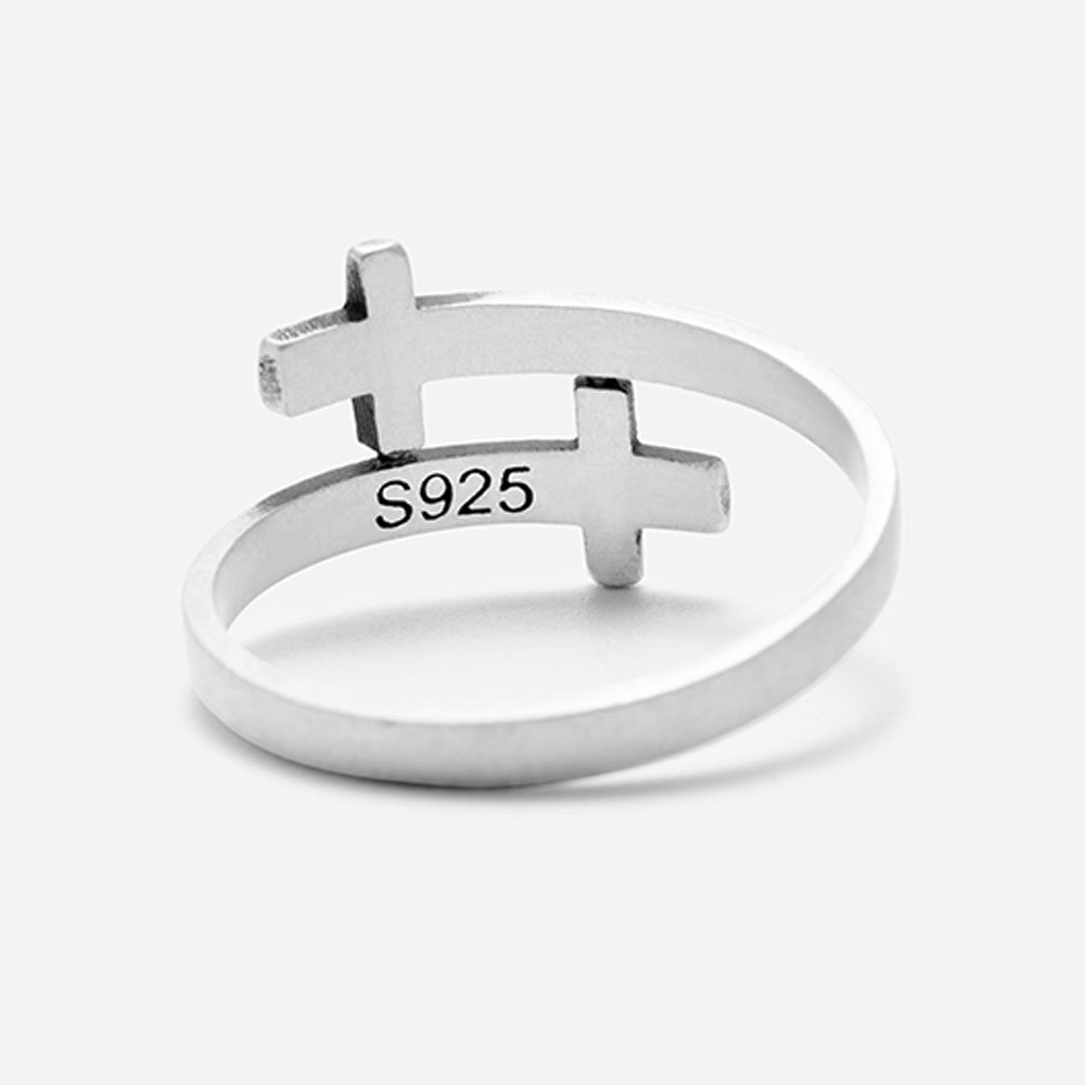 Double Cross Christian 925 Sterling Silver Ring