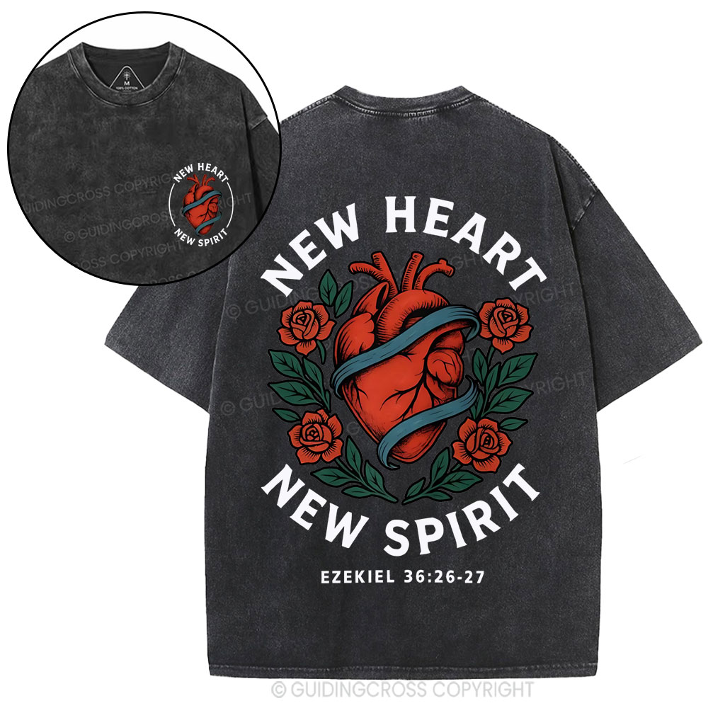 New Heart New Spirit Christian Washed T-Shirt