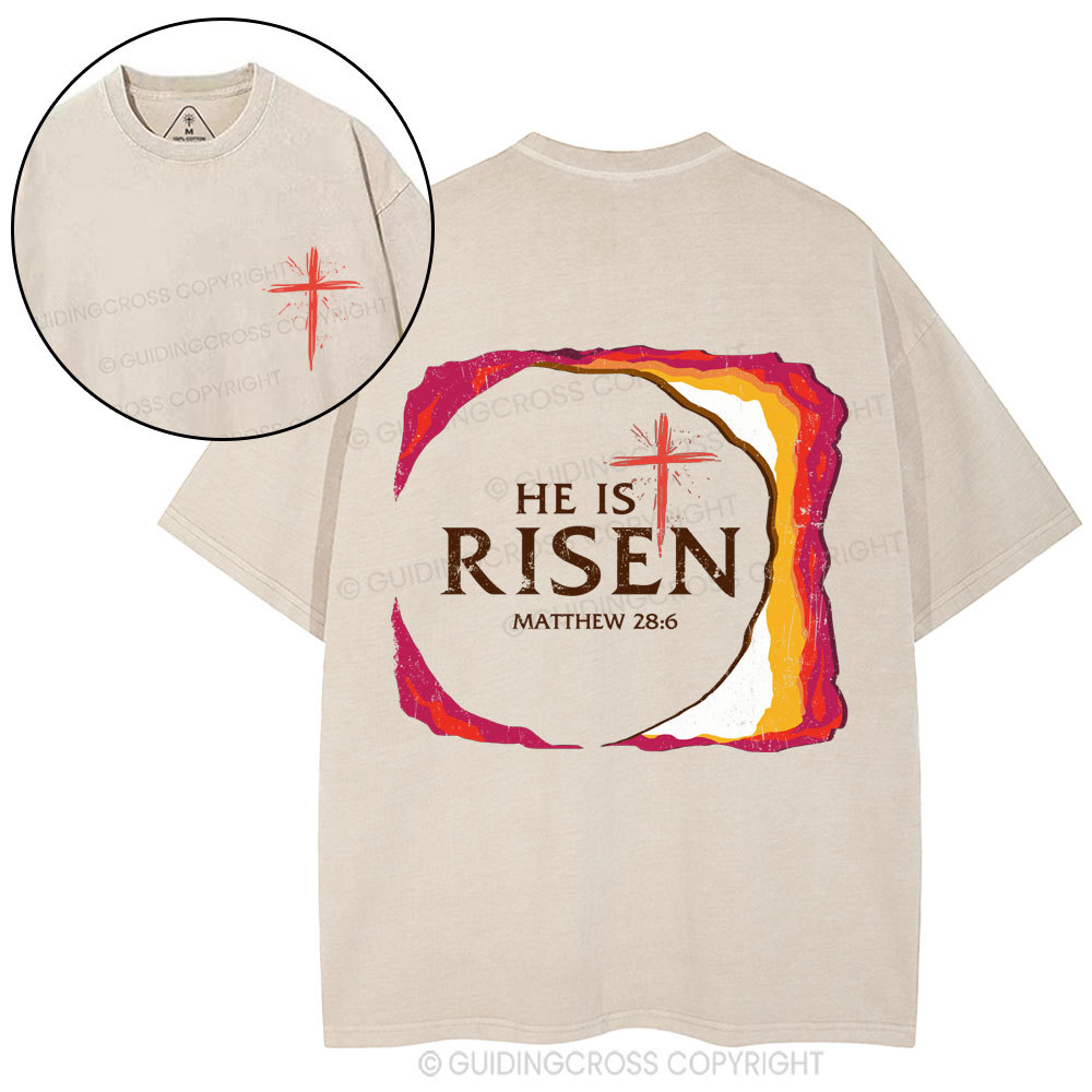 He Is Risen Christian Washed T-Shirt