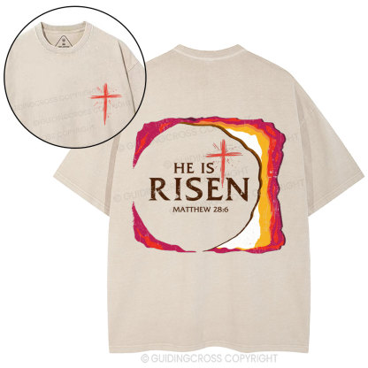 He Is Risen Christian Washed T-Shirt
