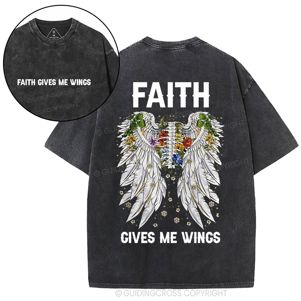 Faith Gives Me Wings Christian Washed T-Shirt