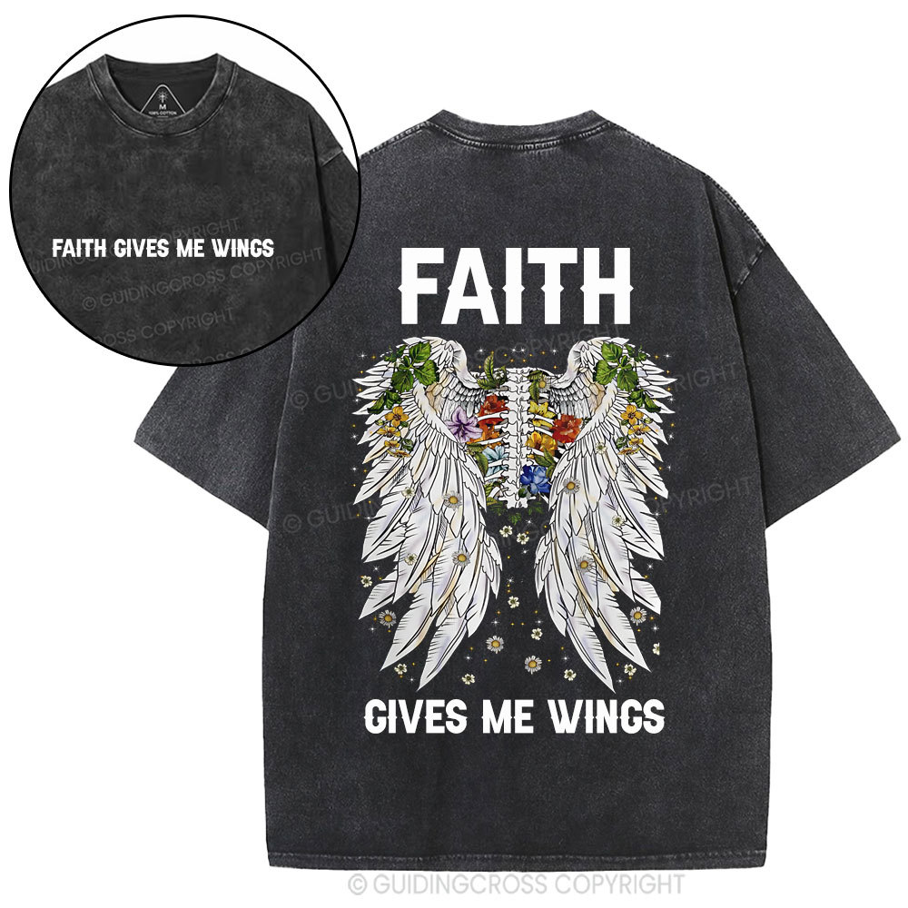 Faith Gives Me Wings Christian Washed T-Shirt