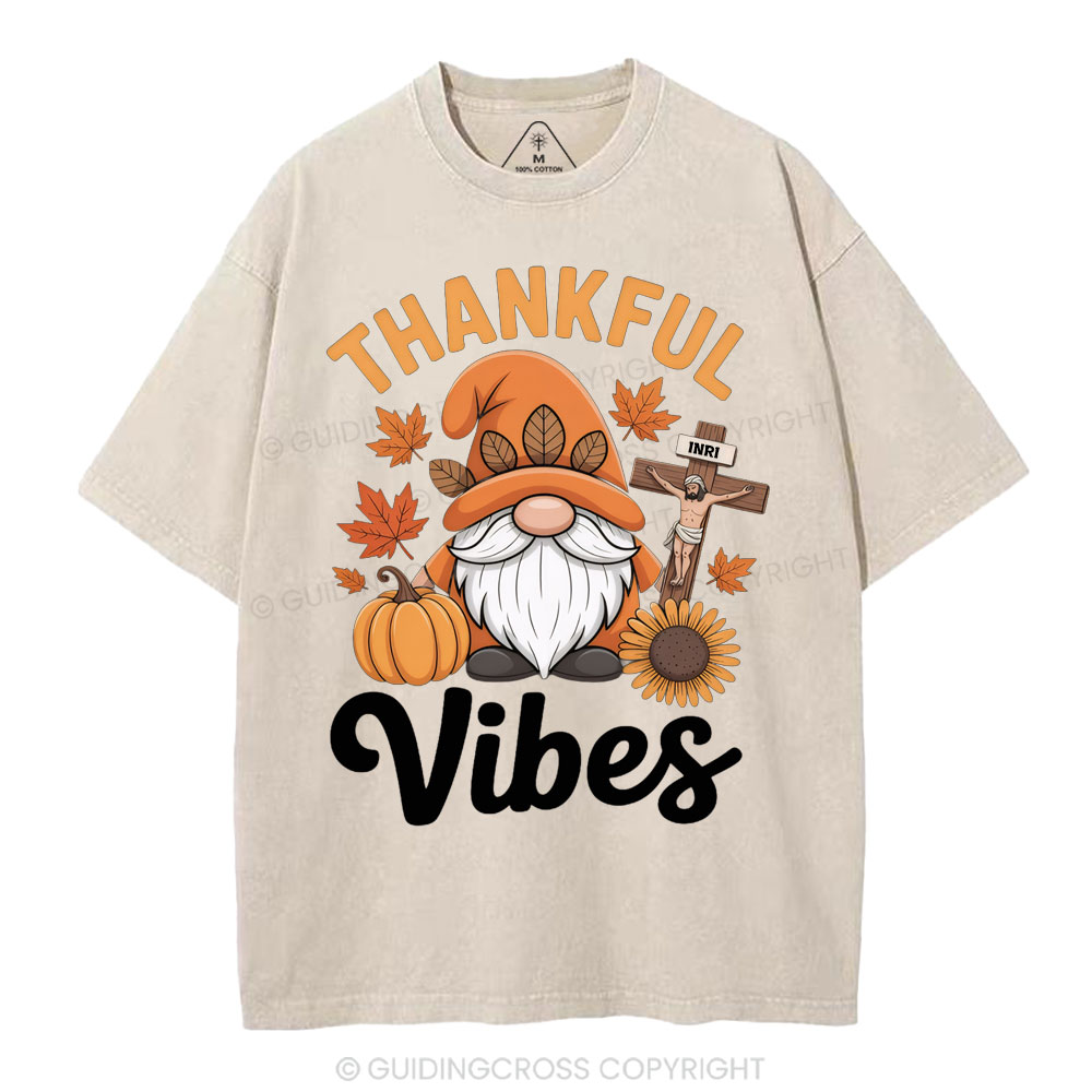 Thankful Vibes Christian Washed T-Shirt