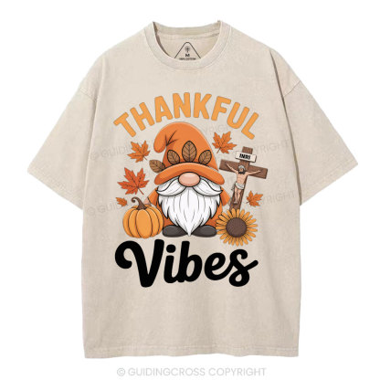 Thankful Vibes Christian Washed T-Shirt
