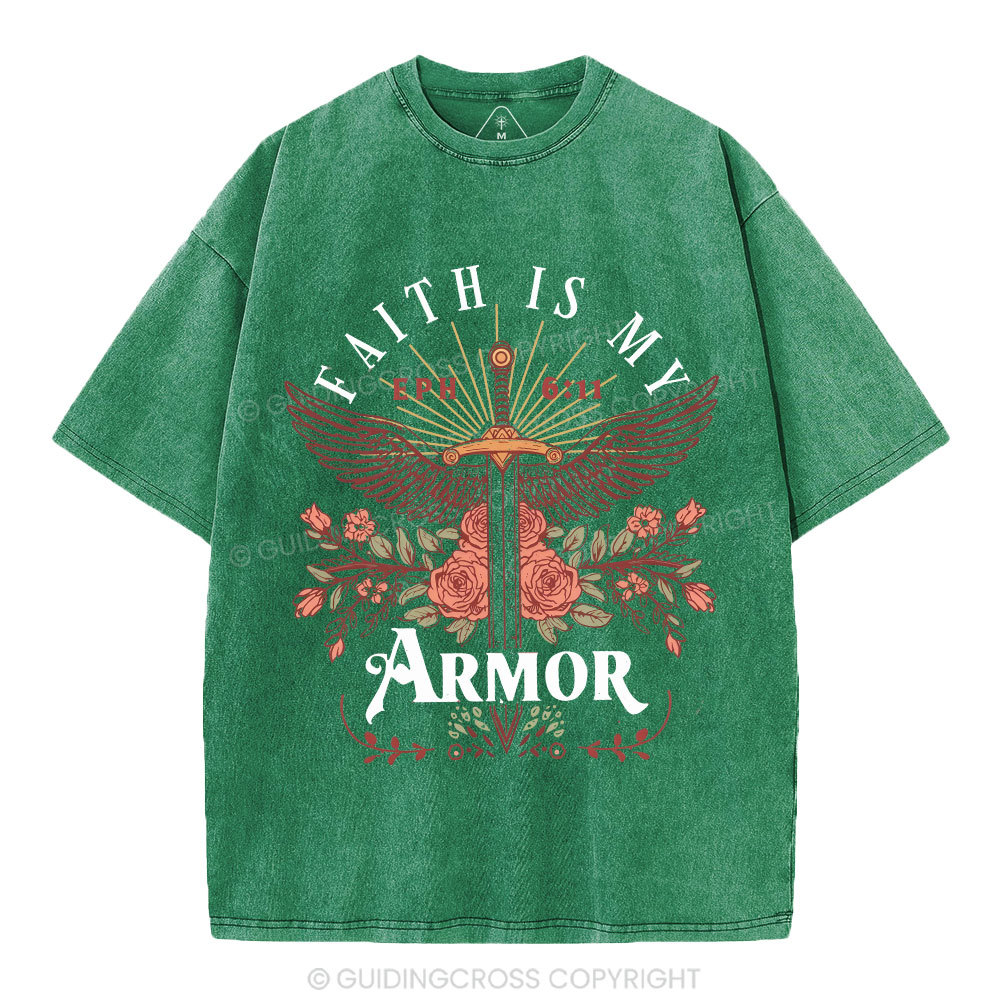 Faith Is My Armor Christian Washed T-Shirt