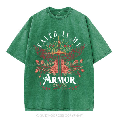 Faith Is My Armor Christian Washed T-Shirt