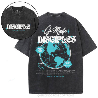 Go Make Disciples Christian Washed T-Shirt