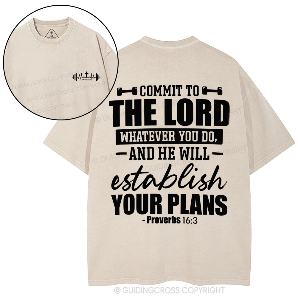 Commit To The Lord Whatever You Do Christian Washed T-Shirt