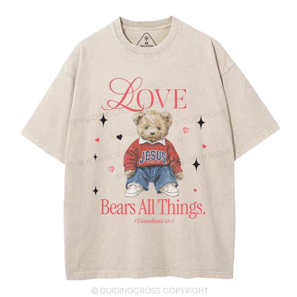 Love Bears All Things New Christian Washed T-Shirt