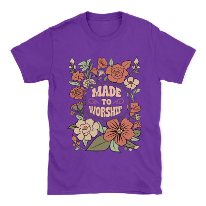 Made To Worship Retro Floral Christian T-Shirt