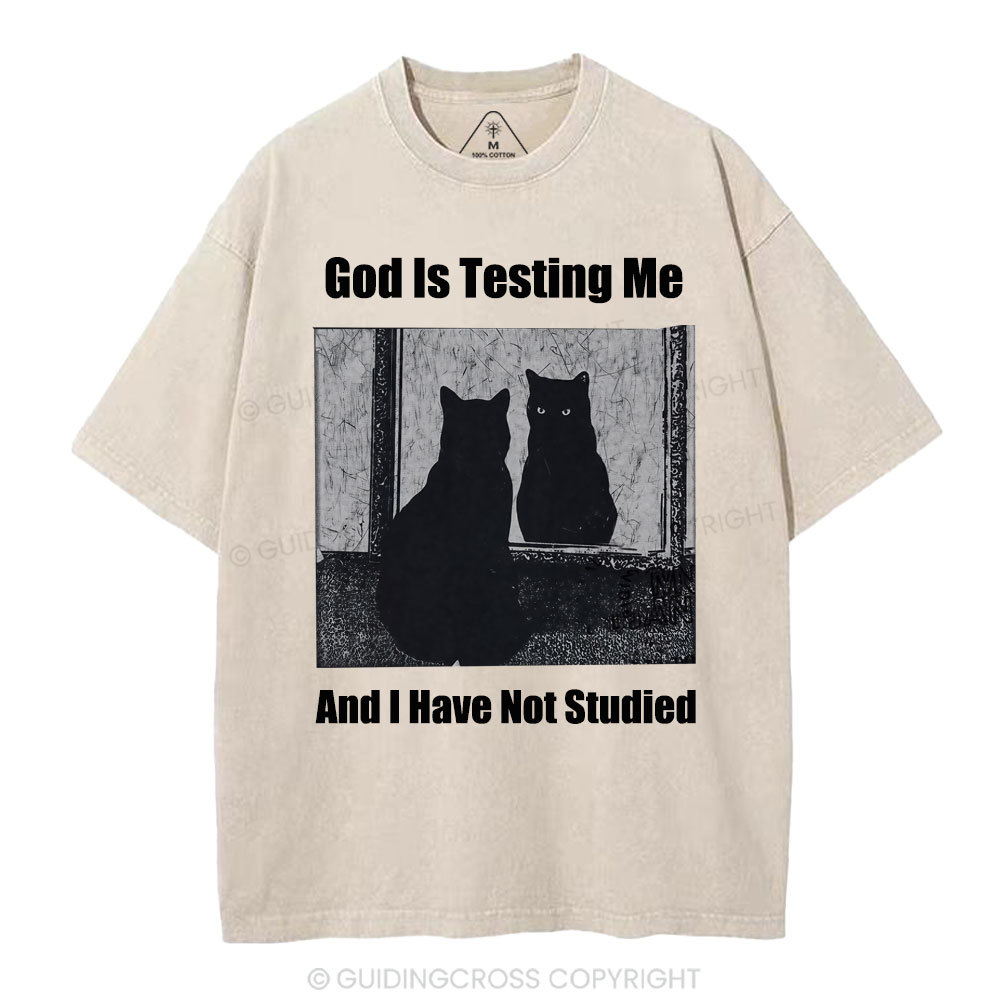 God Is Testing Me And I Have Not Studied Christian Washed T-Shirt