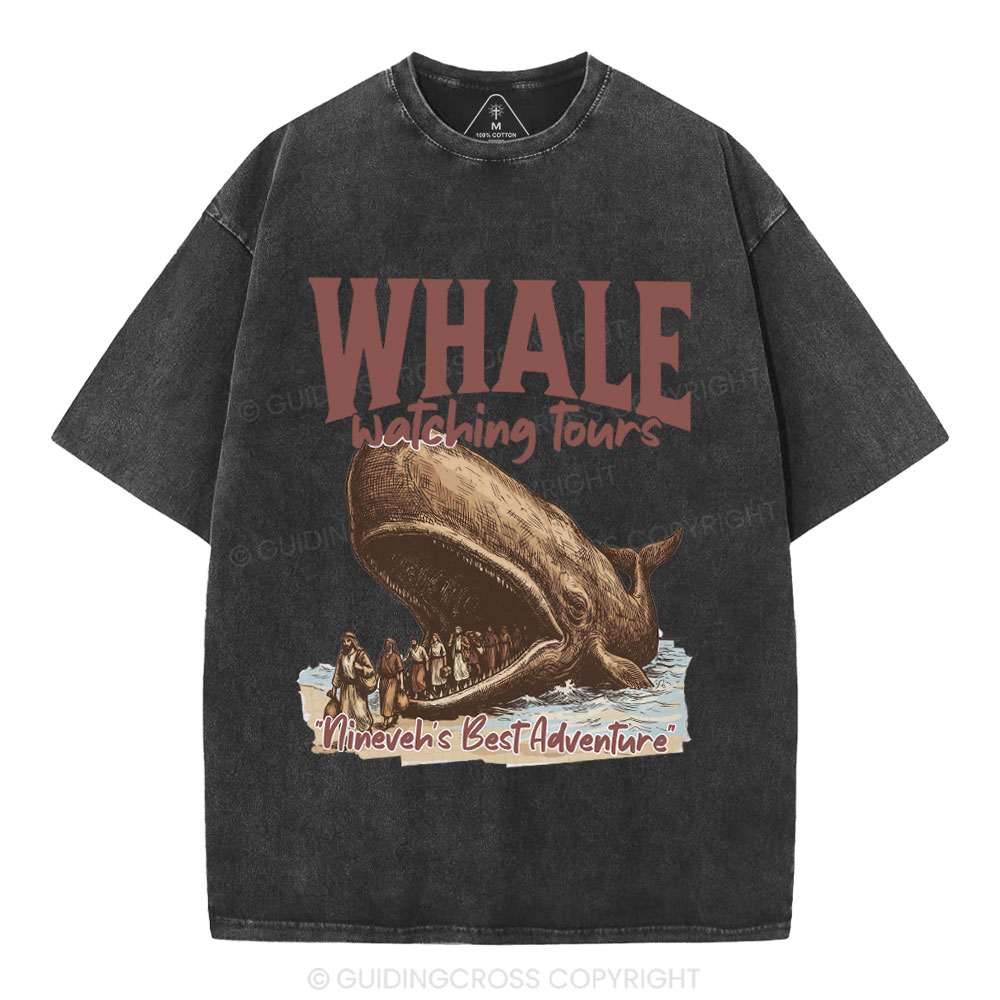 Whale Watching Tours Ninever's Best Adventure Christian Washed T-Shirt