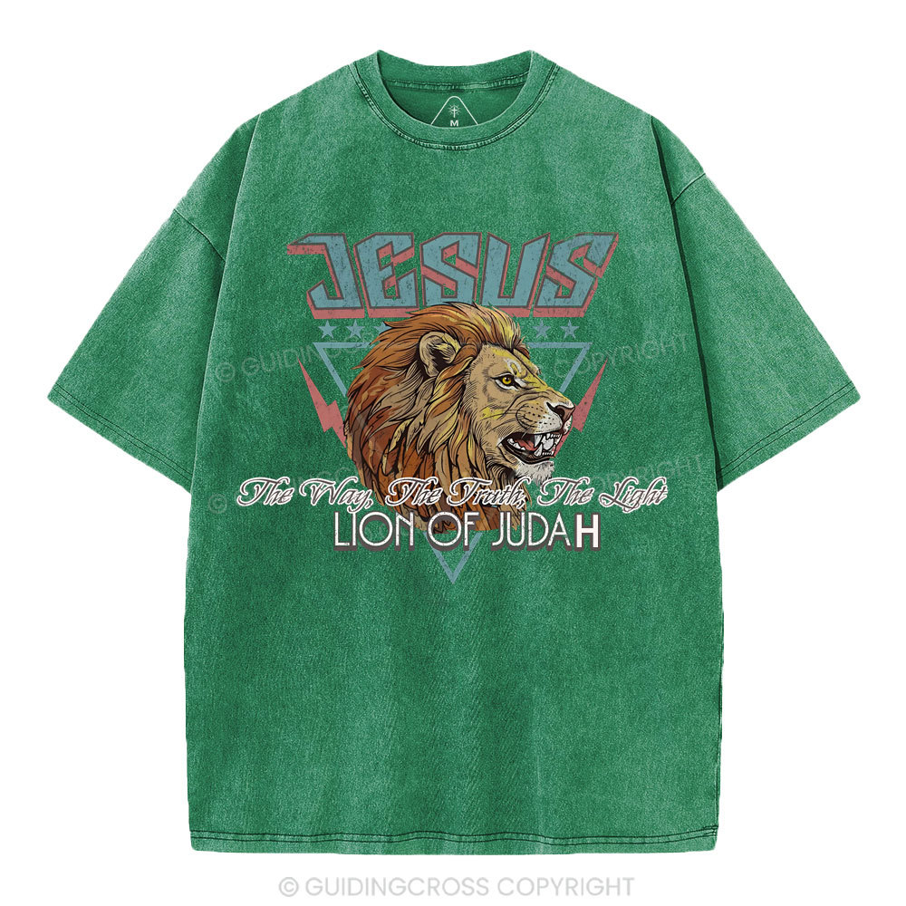 Jesus Lion Of Juda Christian Washed T-Shirt