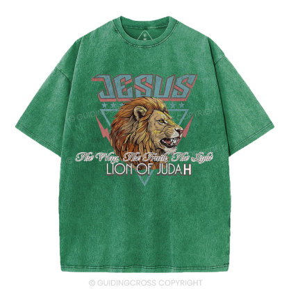 Jesus Lion Of Juda Christian Washed T-Shirt