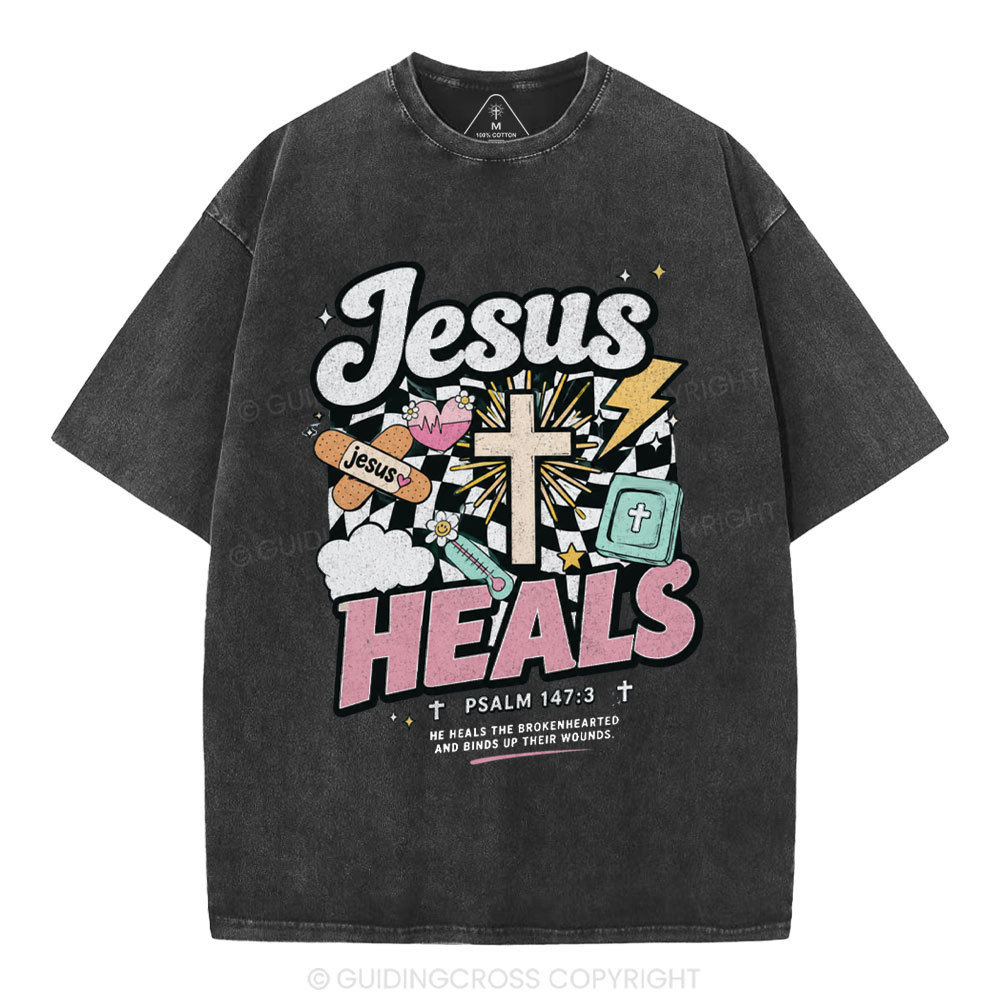 Jesus Heals Christian Washed T-Shirt