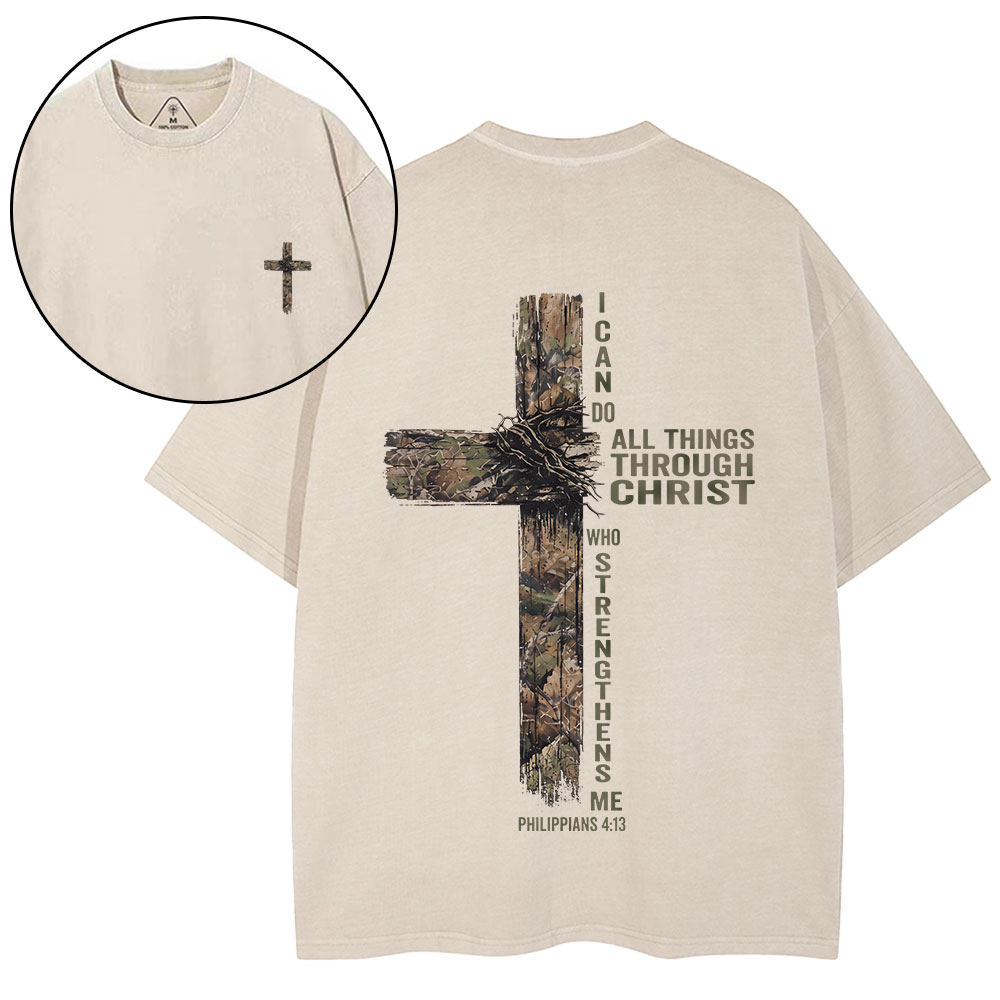 I Can Do All Things With Christ Christian Washed T-Shirt