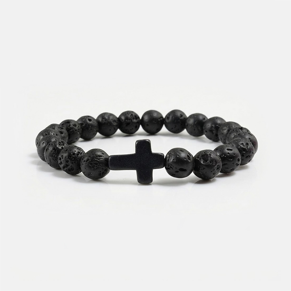 Jesus Cross Bracelet Handmade Beaded Stretch 