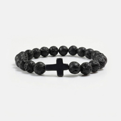 Jesus Cross Bracelet Handmade Beaded Stretch 