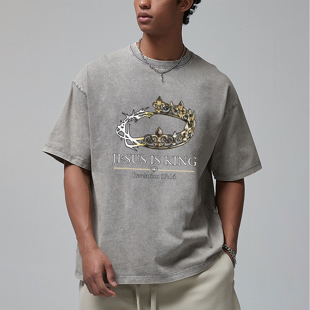 Jesus Is King Vintage Washed Christian T-Shirt