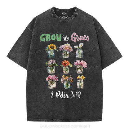 Grow In Grace Christian Washed T-Shirt