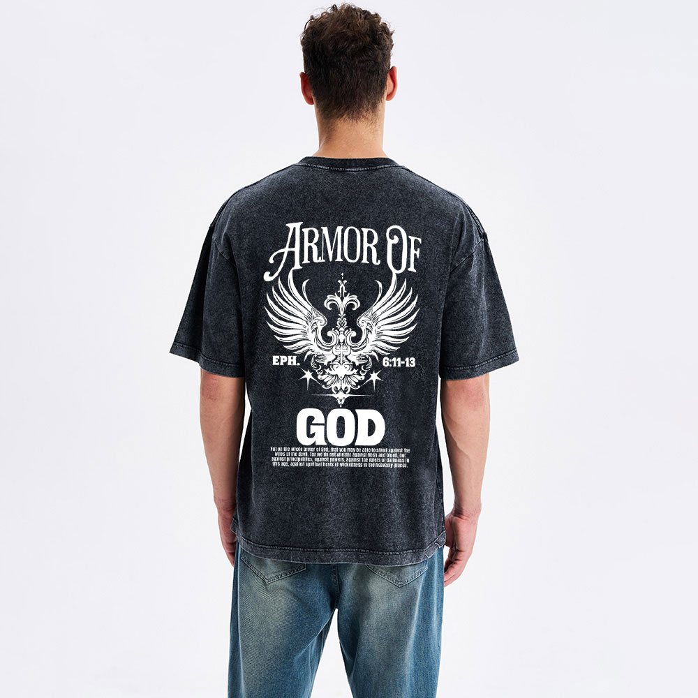 Armor Of God Christian Washed T-Shirt