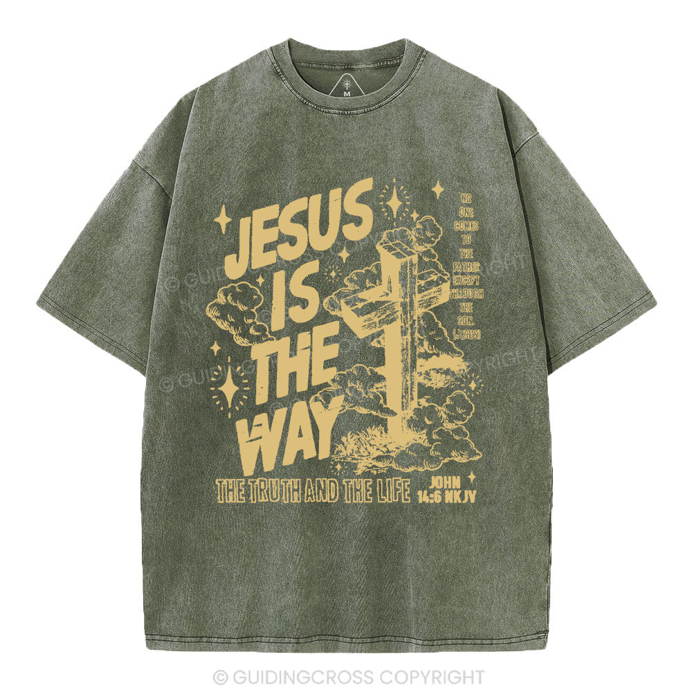 Jesus Is The Way Christian Washed T-Shirt