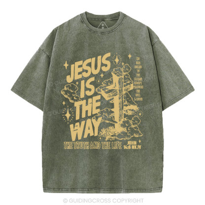 Jesus Is The Way Christian Washed T-Shirt