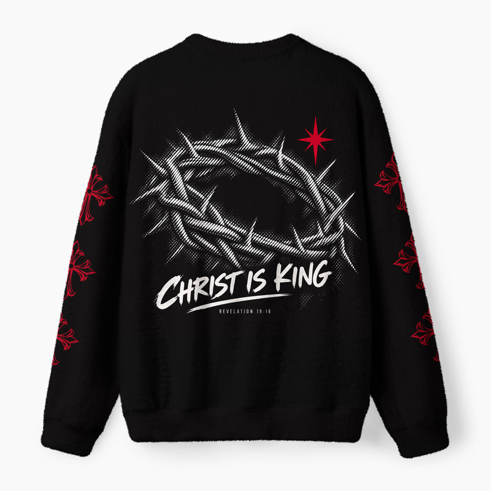 Jesus Is King Furry Christian Lightweight Sweater
