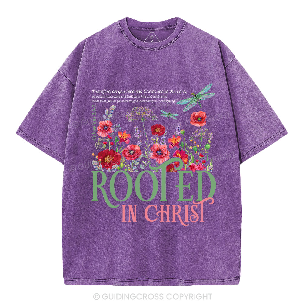 Rooted In Christ Christian Washed T-Shirt