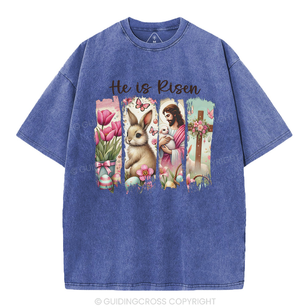 He Is Risen Christian Washed T-Shirt