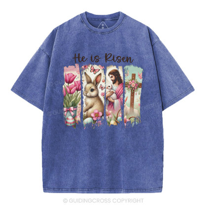 He Is Risen Christian Washed T-Shirt