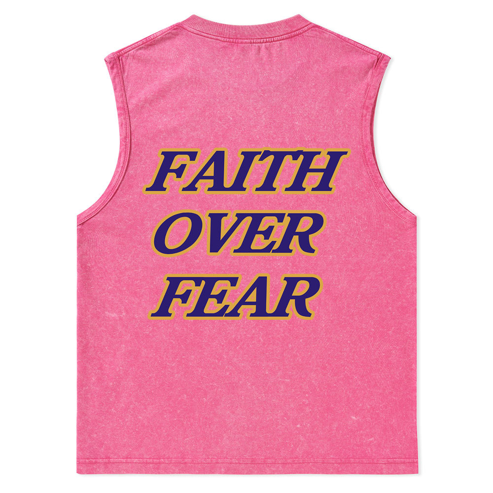 Faith Over Fear Christian Washed Tank Top