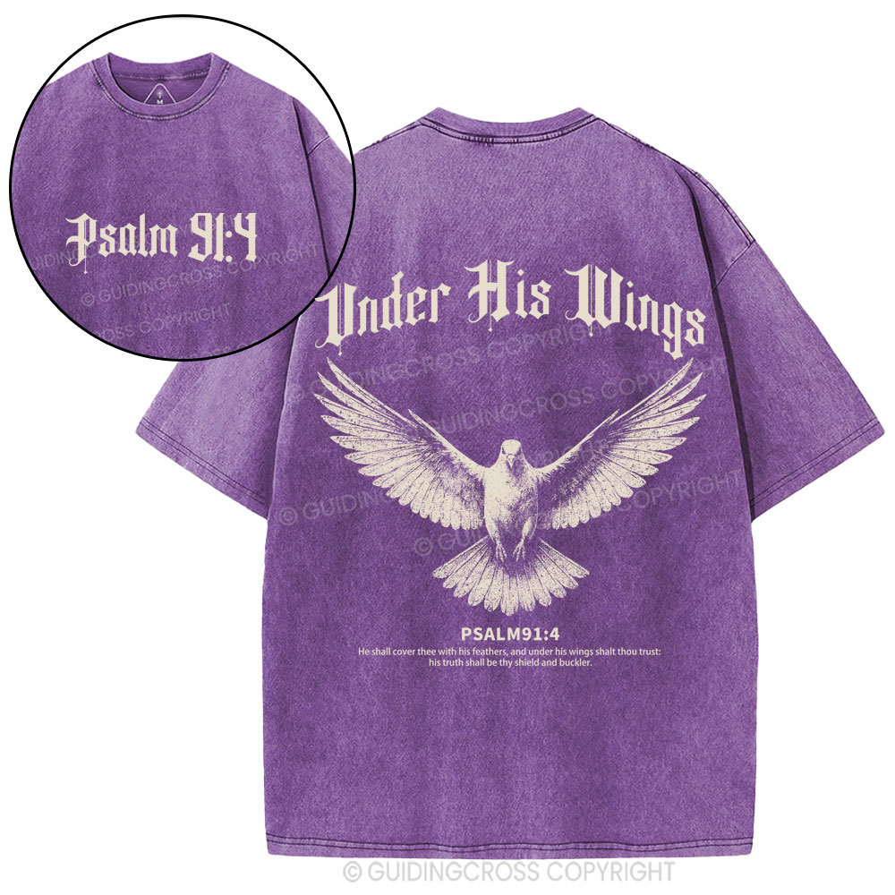 Under His Wings Christian Washed T-Shirt