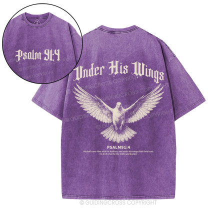 Under His Wings Christian Washed T-Shirt