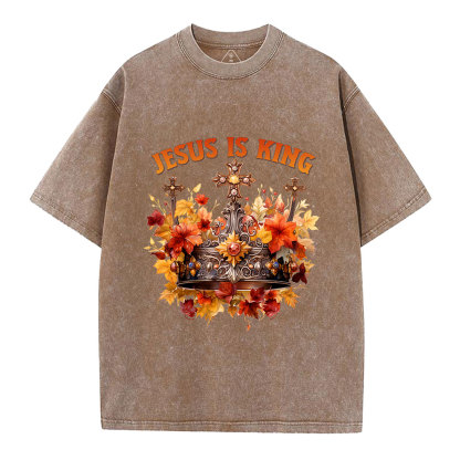 Jesus-Is-King-Autumn-Faith-Christian-Washed-T-Shirt-Coffee+