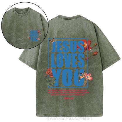 For God So Loved Christian Washed T-Shirt