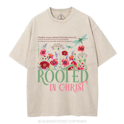 Rooted In Christ Christian Washed T-Shirt