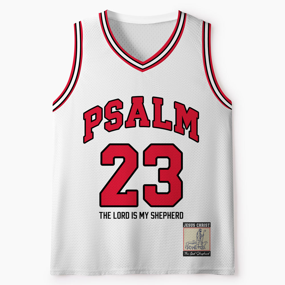 Psalm 23 White Christian Mesh Jersey Tank Top