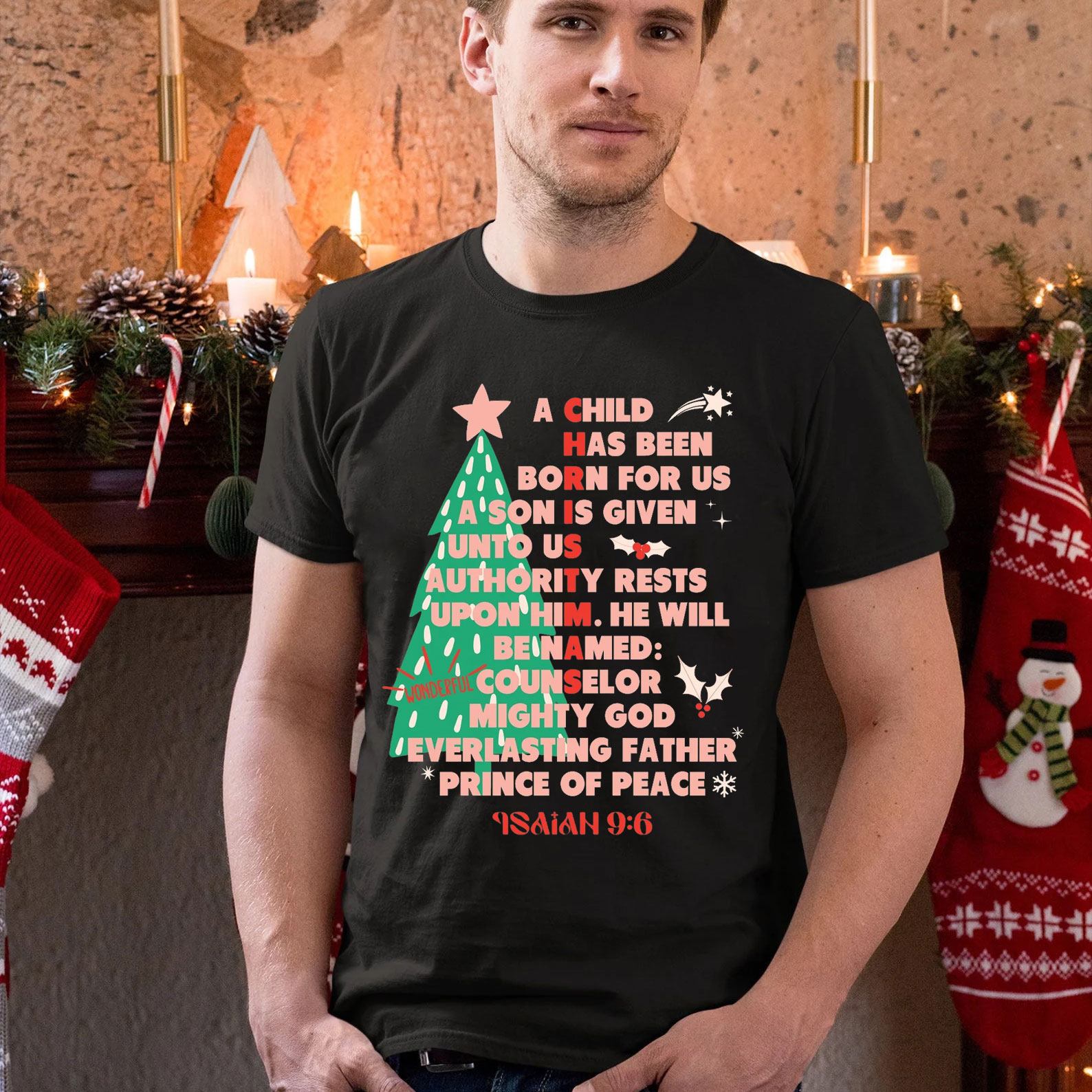 A Child Has Been Born For Us Christian Christmas T-Shirt