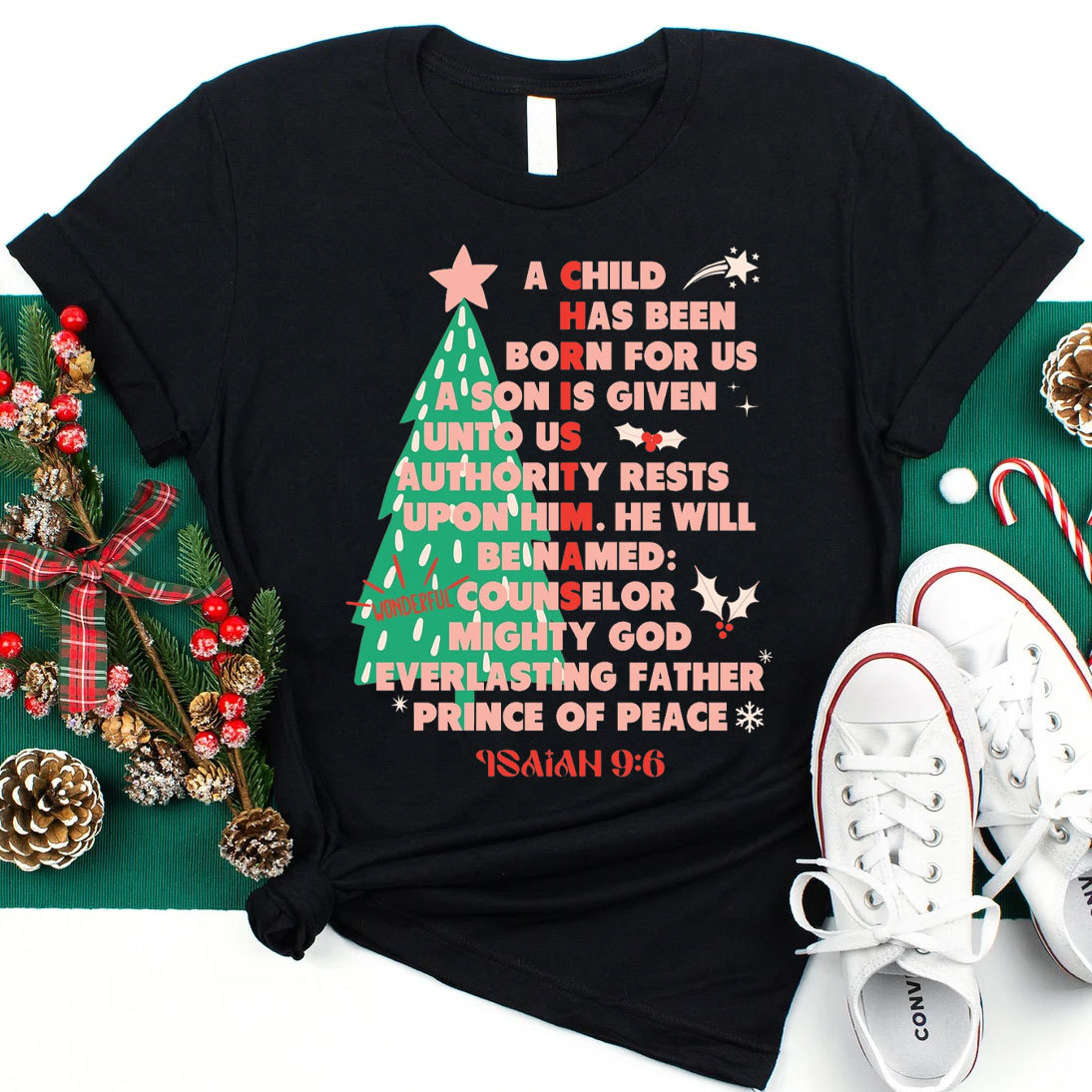 A Child Has Been Born For Us Christian Christmas T-Shirt