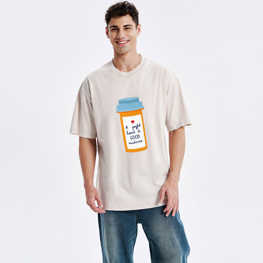 A Joyful Heart Is Good Medicine Christian Washed T-Shirt