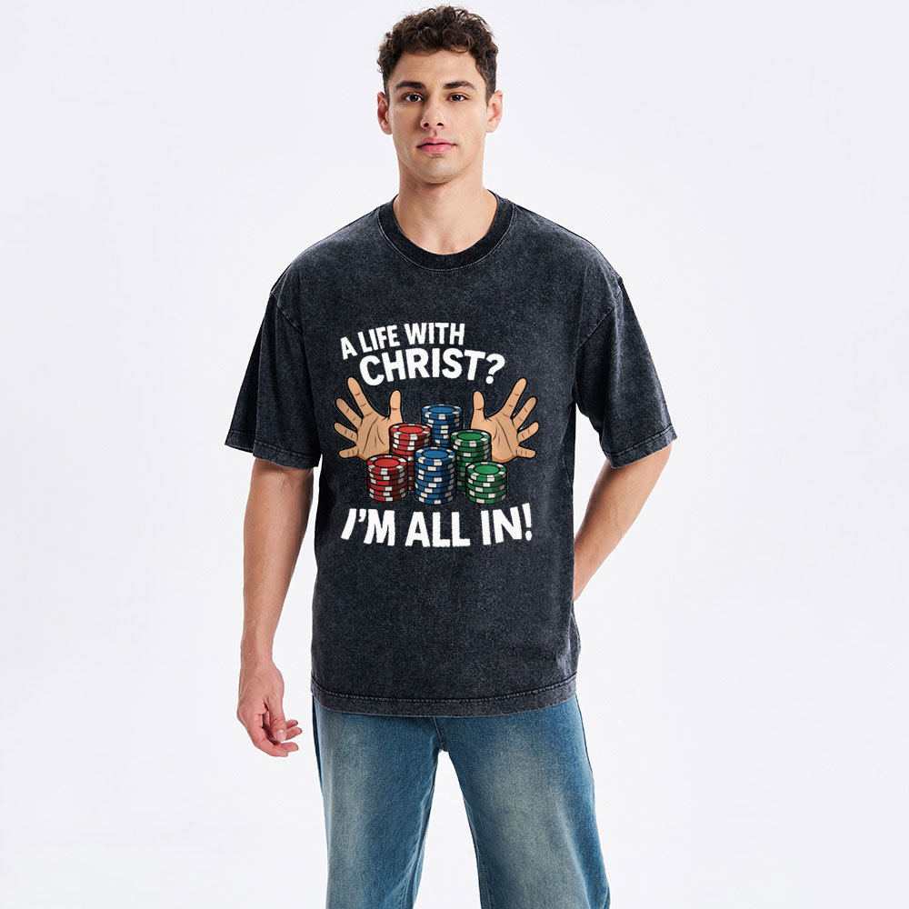 A Life With Christ Christian Washed T-Shirt