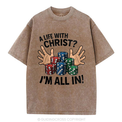 A Life With Christ Christian Washed T-Shirt