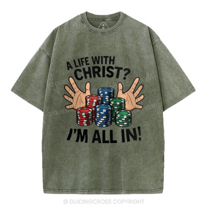 A Life With Christ Christian Washed T-Shirt