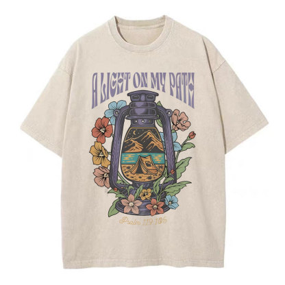 A Light On My Path Chrsitian Washed T-Shirt