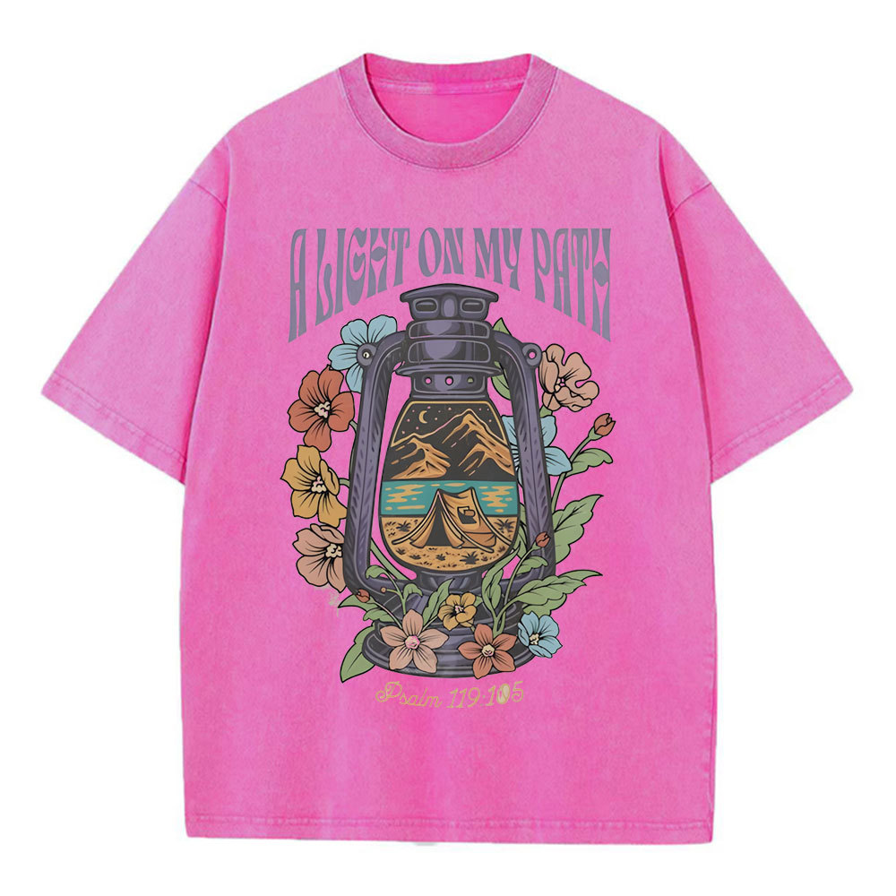 A Light On My Path Chrsitian Washed T-Shirt
