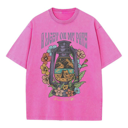 A Light On My Path Chrsitian Washed T-Shirt