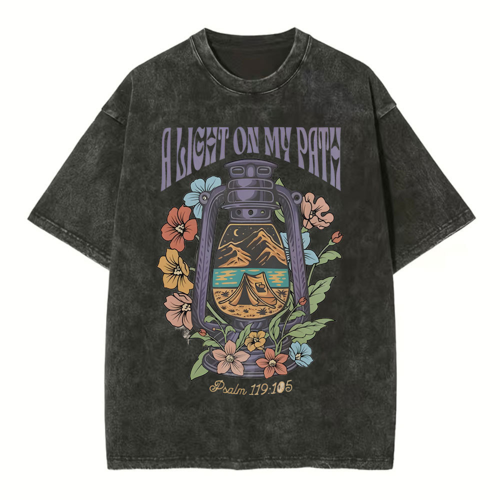A Light On My Path Chrsitian Washed T-Shirt