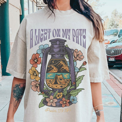 A Light On My Path Chrsitian Washed T-Shirt