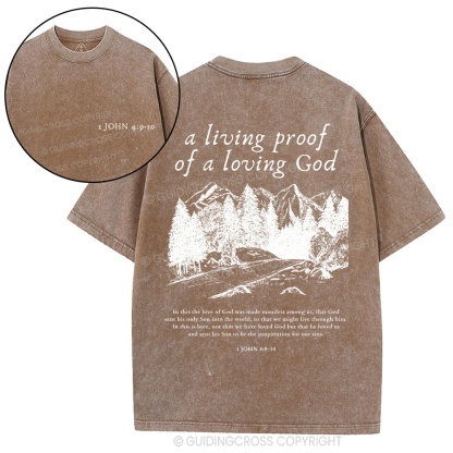 A Living Proof Of A Loving God Christian Washed T-Shirt
